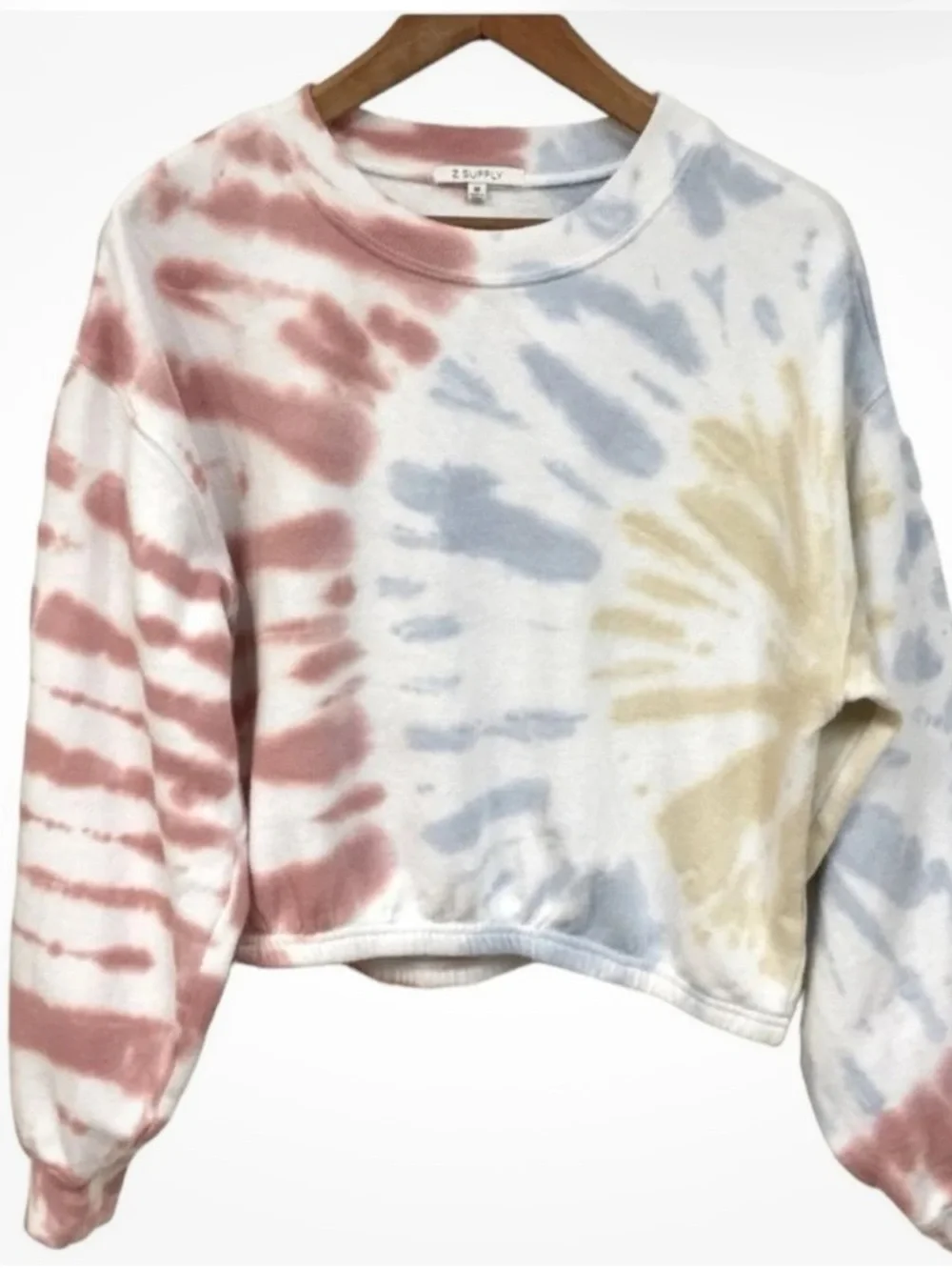 Z SUPPLY sz Medium Britton Tie Dye Pullover Top Sweatshirt Earthy Colors - Picture 2 of 5